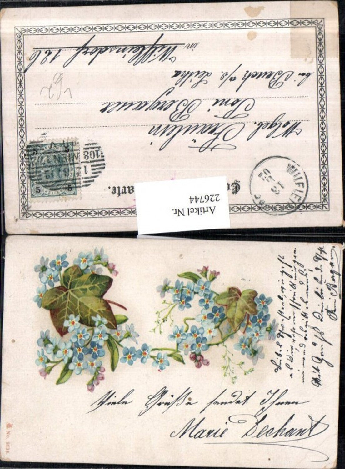 226744,Künstler Litho AK Vergissmeinnicht Blumen
