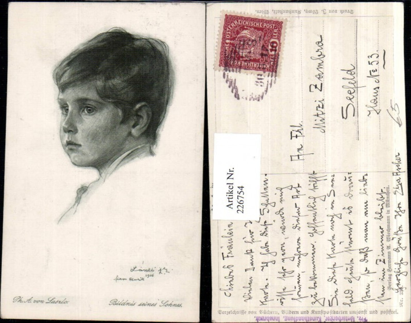 226754,Künstler AK A. Von Laszlo Bildnis seines Sohnes Portrait