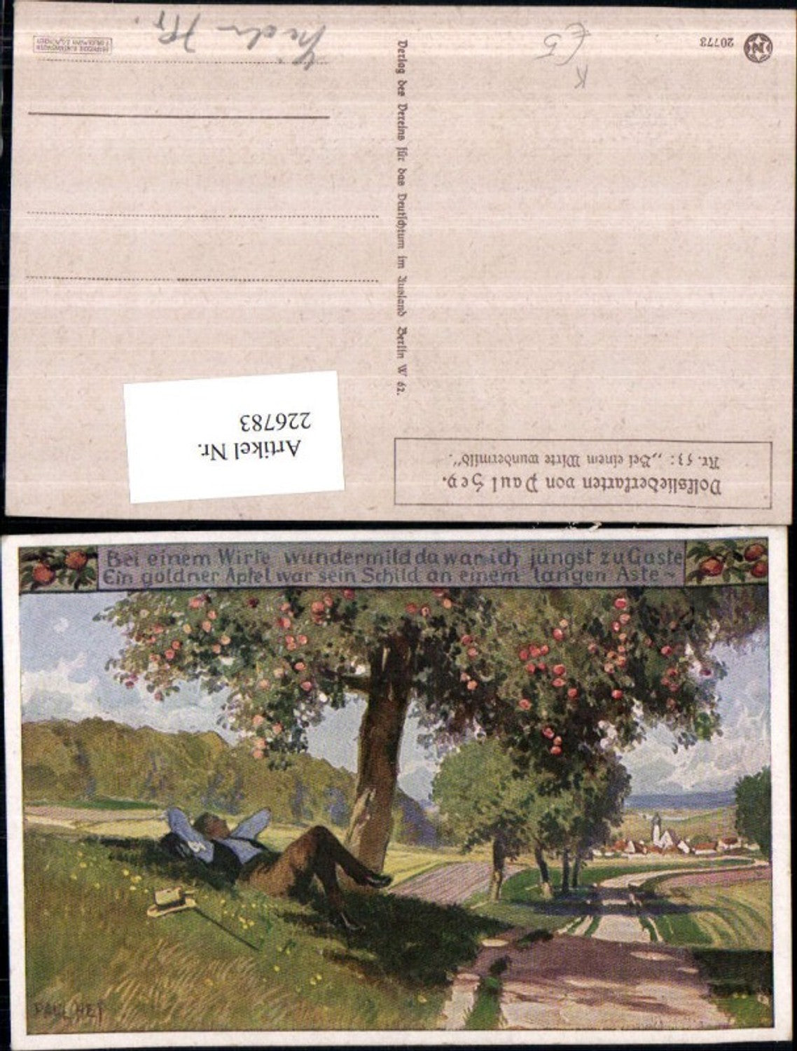 226783, Artist AK Paul Hey 53 At an innkeeper's wondrously mild man meadow party pub club fd German culture abroad VDA