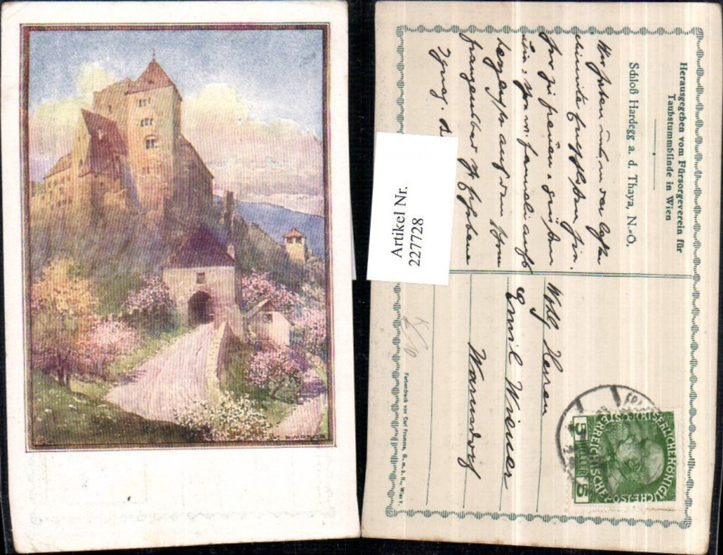 227728,Künstler AK R. Moser Schloss Hardegg a. d. Thaya