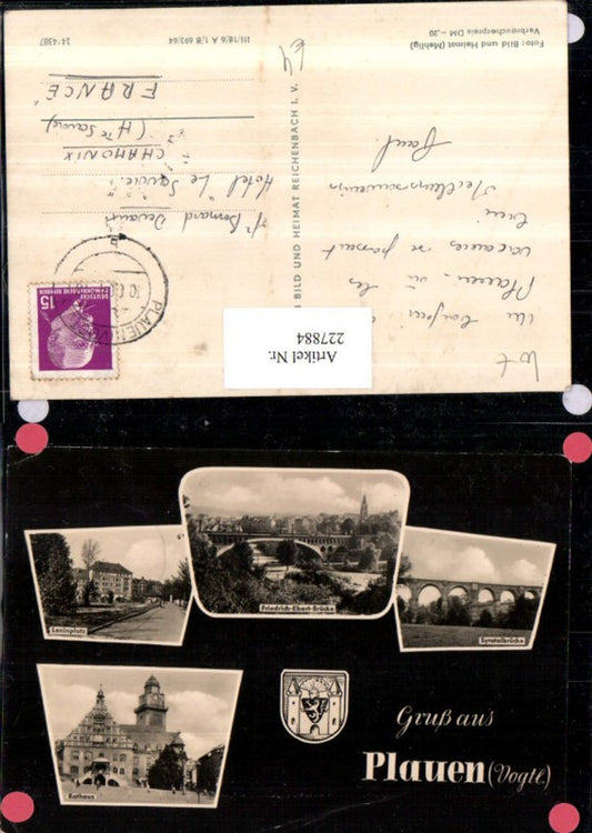 227884,Gruß aus Plauen im Vogtland Friedrich-Ebert-Brücke Syratalbrücke Rathaus Leninplatz Mehrbildkarte