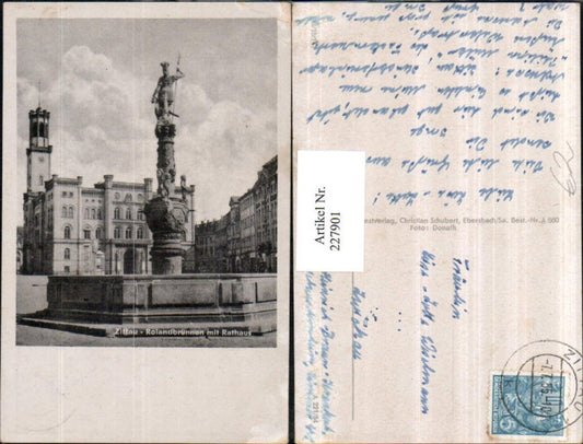 227901,Zittau Rolandbrunnen Brunnen m. Rathaus