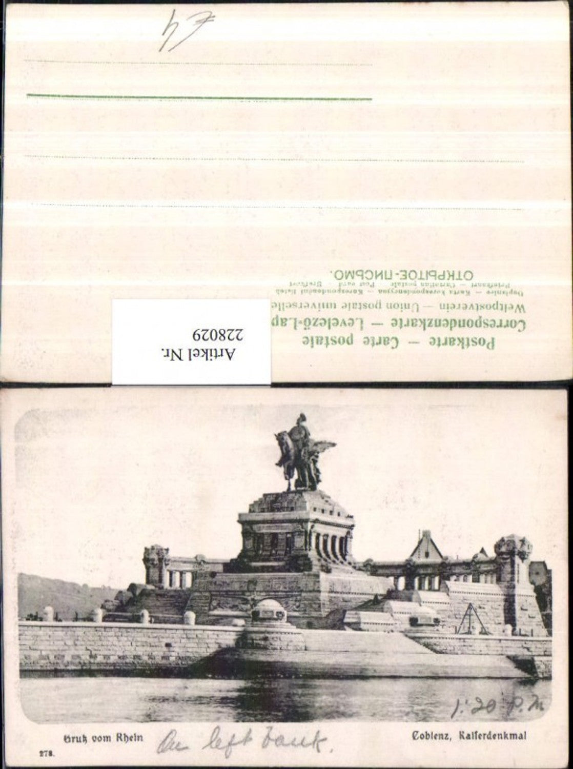 228029,Gruß v. Rhein Koblenz Kaiserdenkmal Denkmal