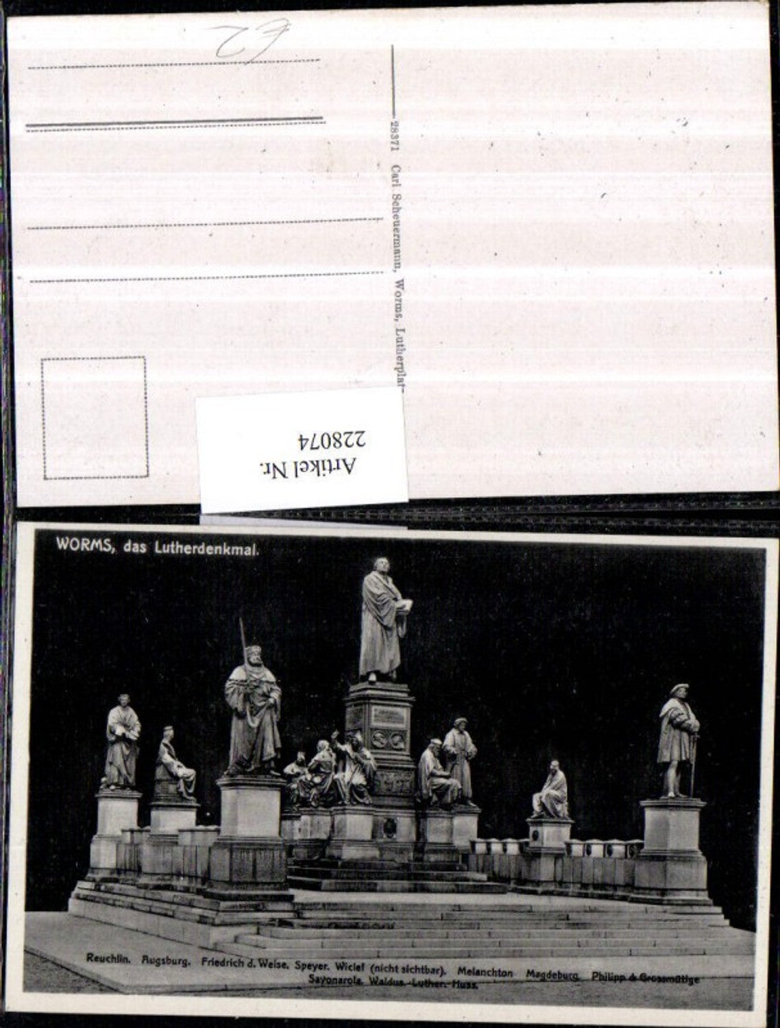 228074,Worms das Lutherdenkmal Denkmal Reuchlin Augsburg Speyer Magdeburg Waldus Huss