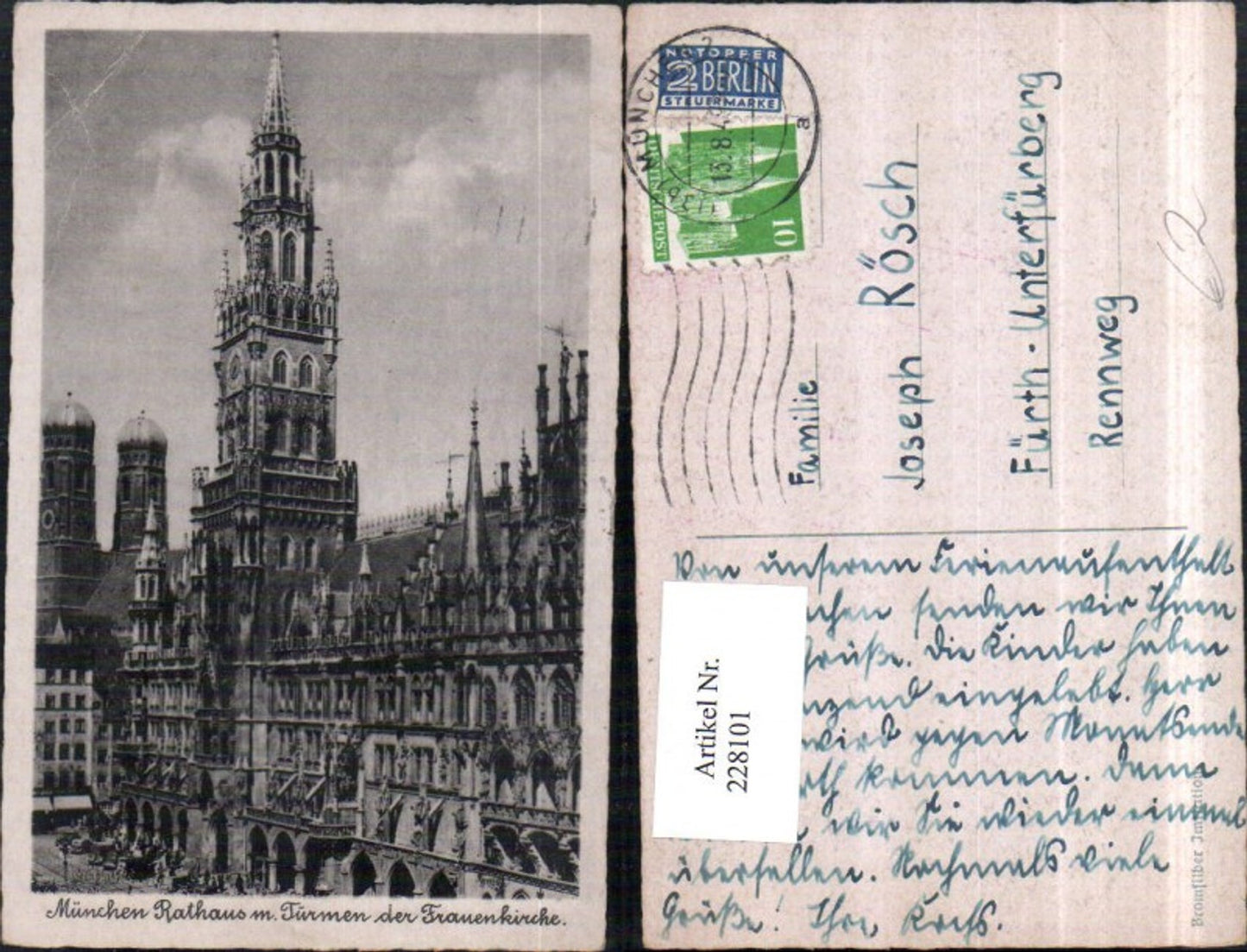 228101,München Rathaus m. Türmen d. Frauenkirche Kirche