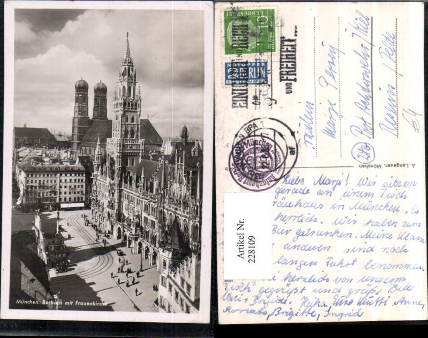 228109,München Rathaus m. Frauenkirche Kirche