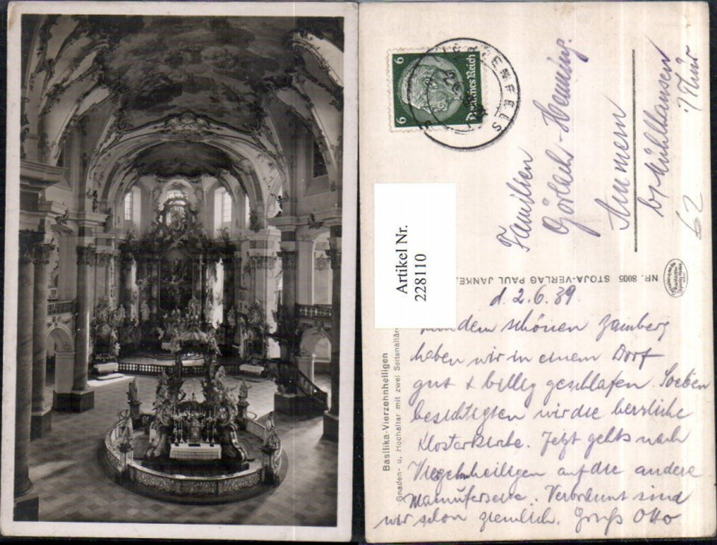 228110,Bad Staffelstein Basilika Vierzehnheiligen Gnanden- u. Hochaltar m. Zwei Seitenaltären