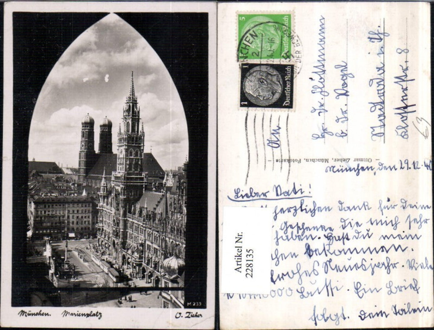 228135,München Marienplatz Rathaus m. Frauenkirche Kirche