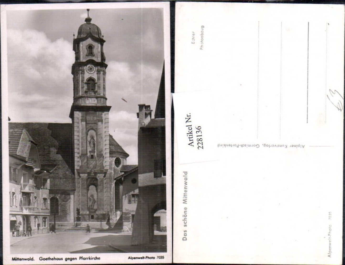 228136,Mittenwald Goethehaus geg. Pfarrkirche Kirche