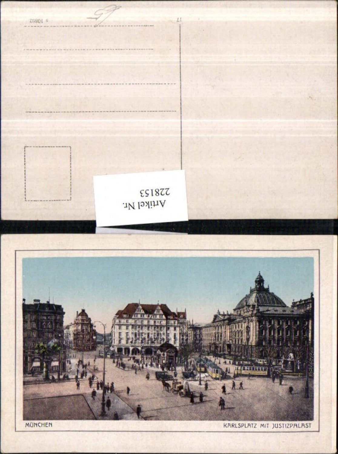 228153,München Karlsplatz Platz m. Justizpalast Straßenbahnen