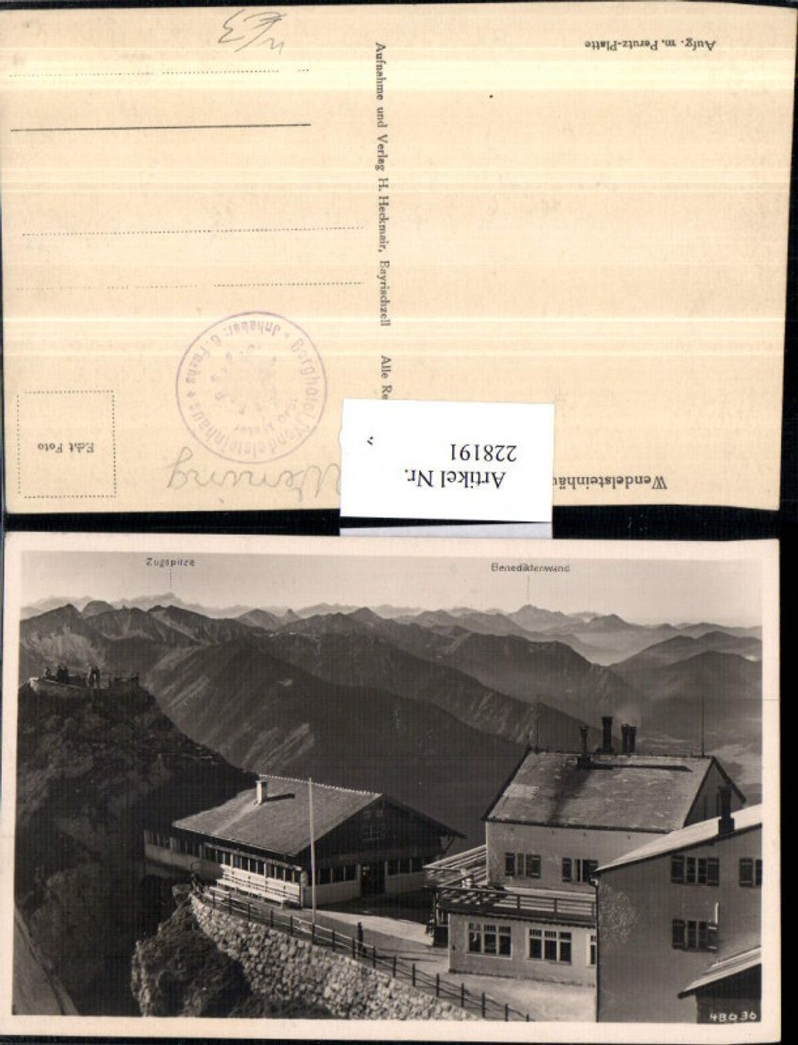 228191,Wendelsteinhäuser Berghütten b. Bayrischzell m. Zugspitze u. Benediktenwand