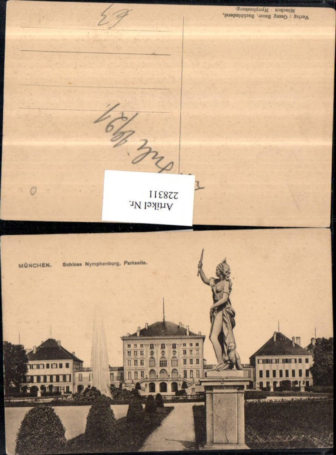 228311,München Schloss Nymphenburg Parkseite Staute Fontäne