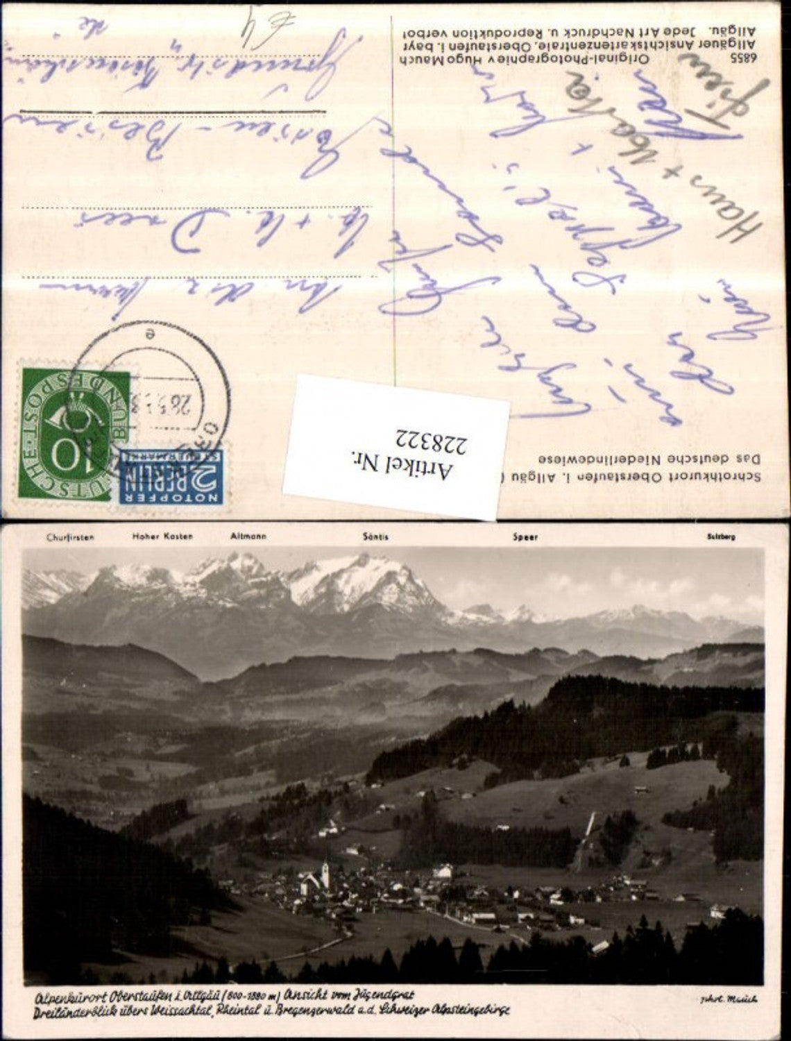 228322,Oberstaufen im Allgäu Totale Dreiländerblick über Weissachtal Rheintal u. Bregenzerwald
