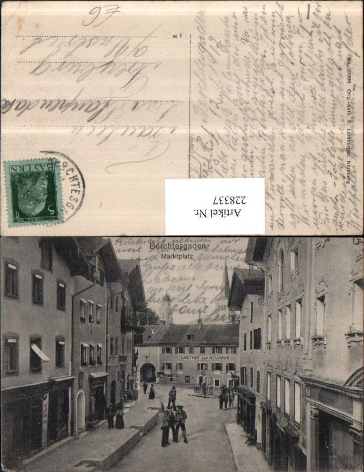 228337,Berchtesgaden Marktplatz Straßenansicht Gasthof zum Neuhaus Brunnen