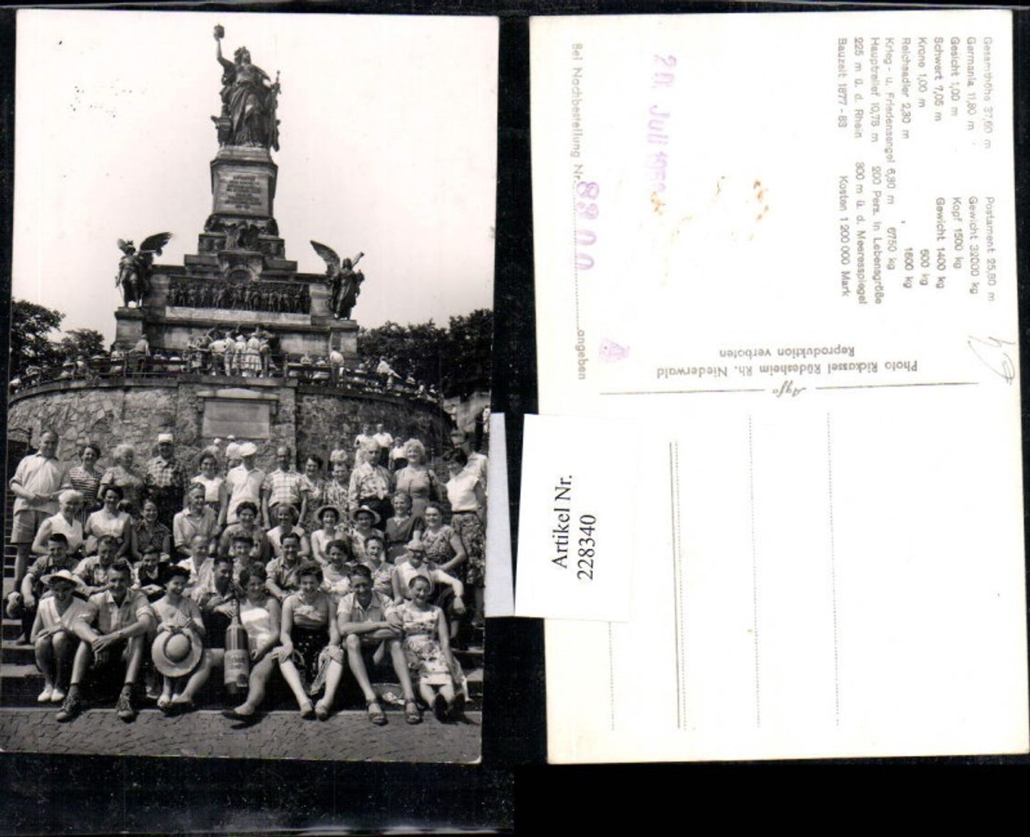 228340,Nationaldenkmal Niederwalddenkmal Denkmal b. Rüdesheim a. Rhein Personen Gruppenfoto