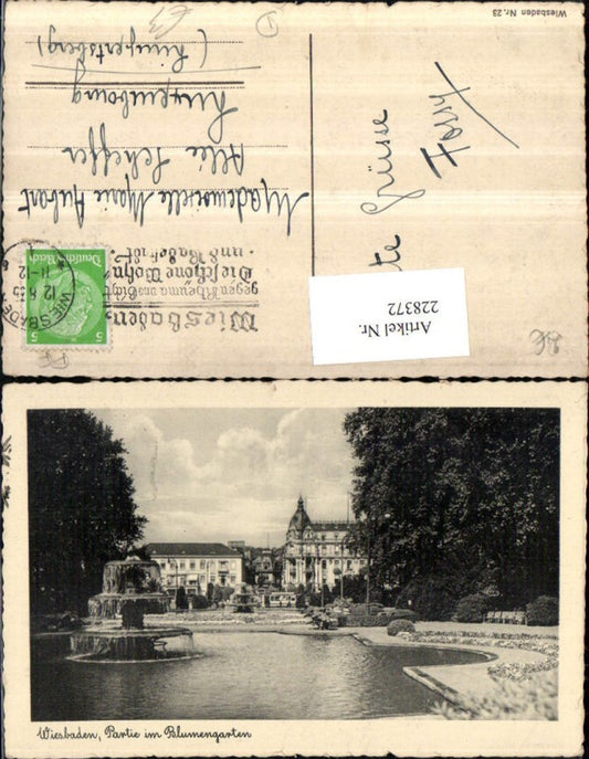228372,Wiesbaden Partie im Blumengarten Brunnen