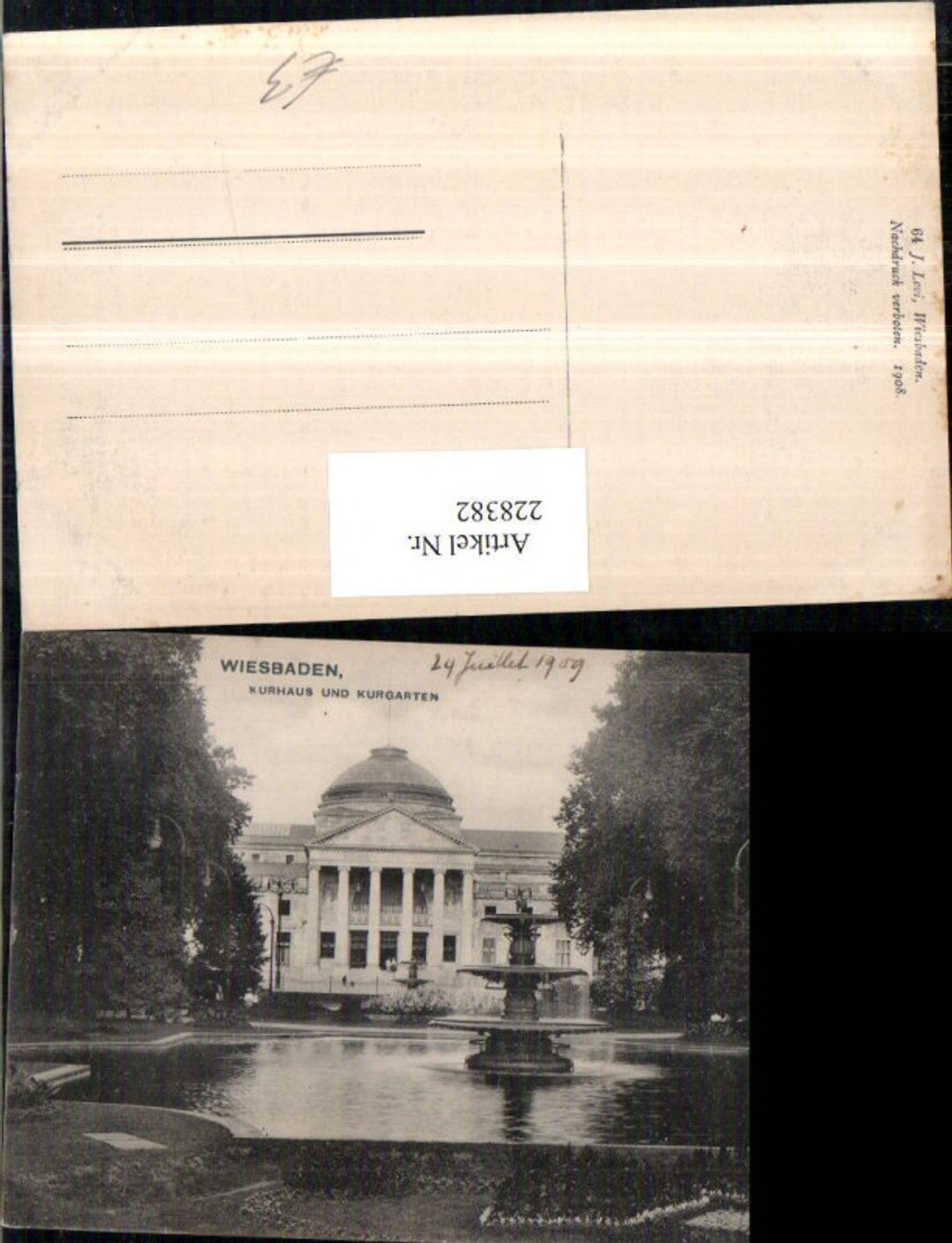 228382,Wiesbaden Kurhaus u. Kurgarten m. Brunnen