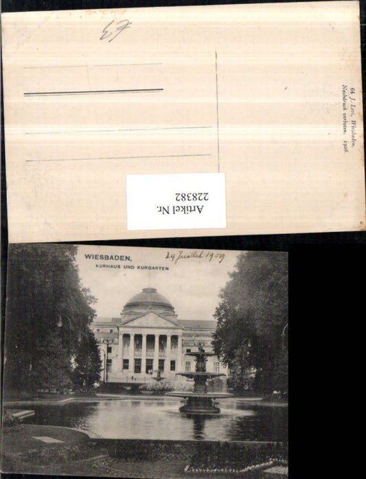 228382,Wiesbaden Kurhaus u. Kurgarten m. Brunnen
