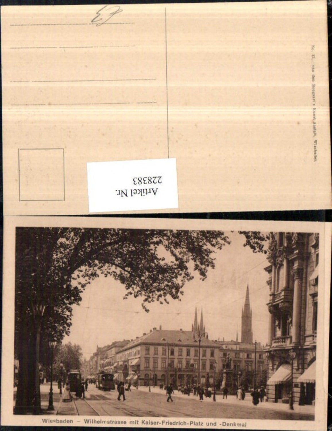 228383,Wiesbaden Wilhelmstraße m. Kaiser-Friedrich-Platz u. Denkmal Straßenansicht