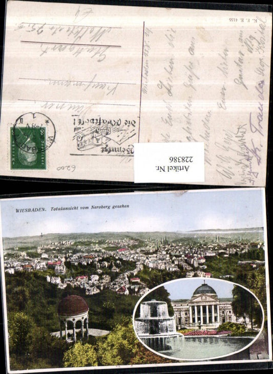 228386,Wiesbaden Totale v. Neroberg gesehen Tempel Kurhaus Brunnen Mehrbildkarte