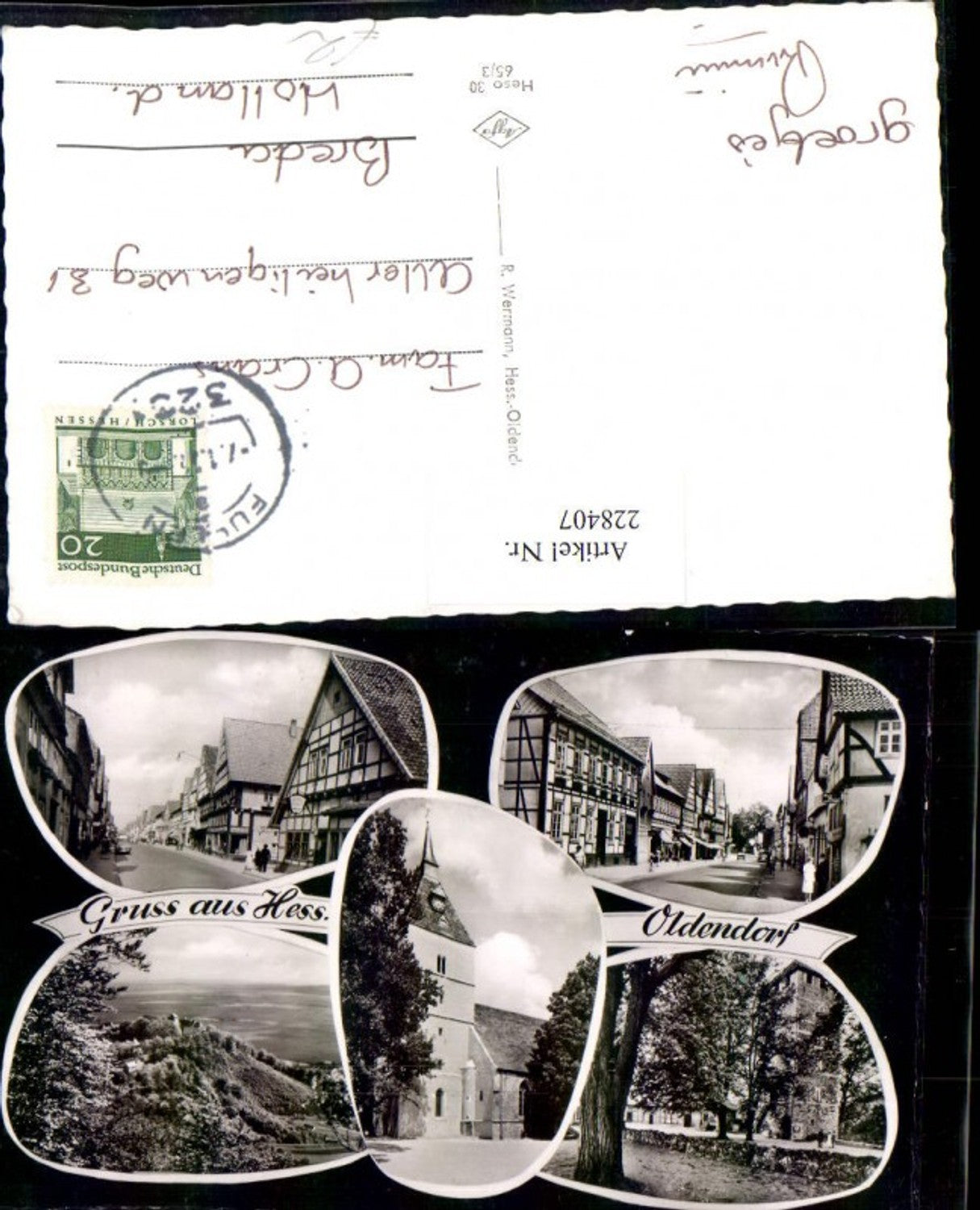 228407,Gruß aus Hessisch Oldendorf  Straßenansichten Kirche Turm Mehrbildkarte