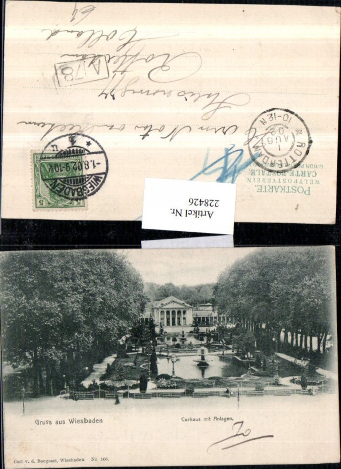 228426,Gruß aus Wiesbaden Kurhaus m. Anlagen Brunnen