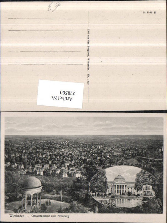228500,Wiesbaden Totale v. Neroberg Tempel u. Kurhaus Brunnen Mehrbildkarte