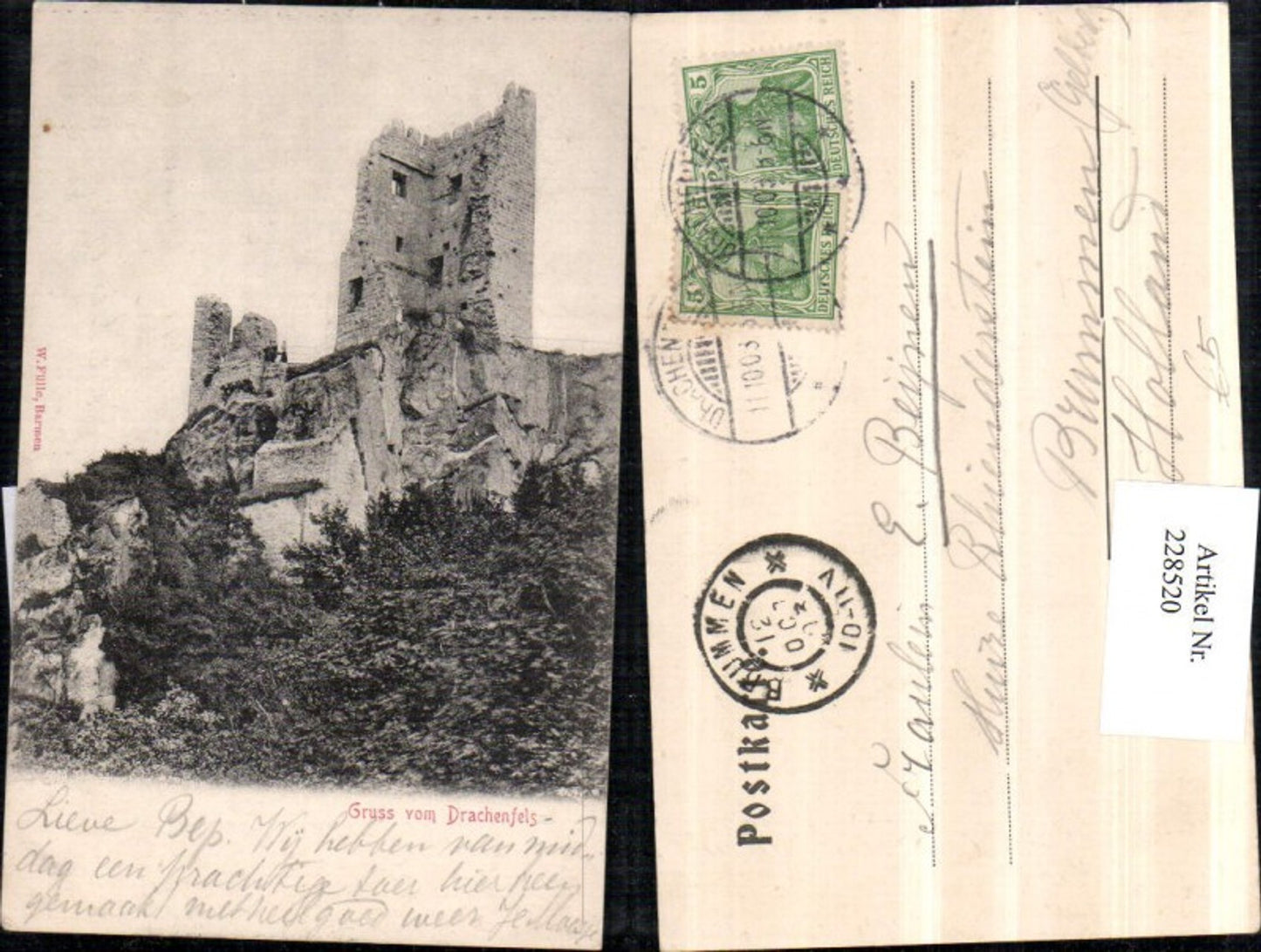 228520,Gruß v. Drachenfels b. Königswinter Ruine