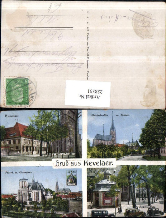228551,Gruß aus Kevelaer Marienbasilika Kapellenplatz Priesterhaus Pfarrkirche Mehrbildkarte
