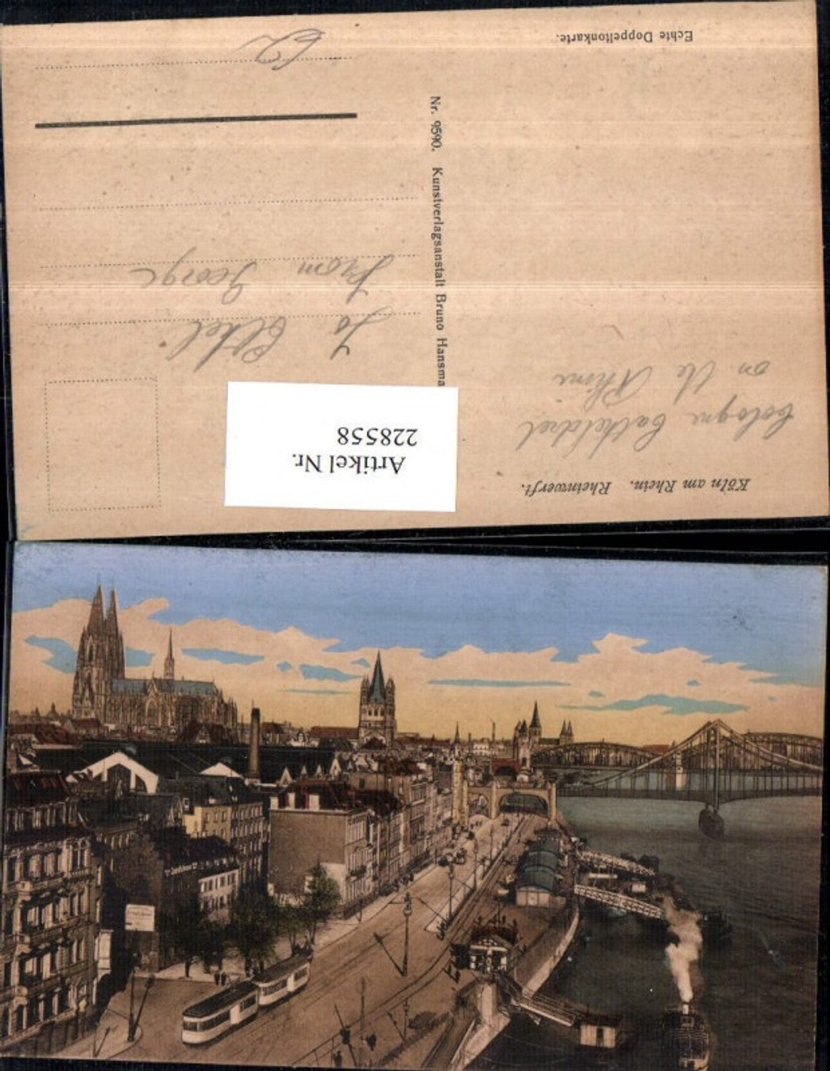 228558,Köln a. Rhein Rheinwerft Teilansicht Dom Brücke Straßenbahn