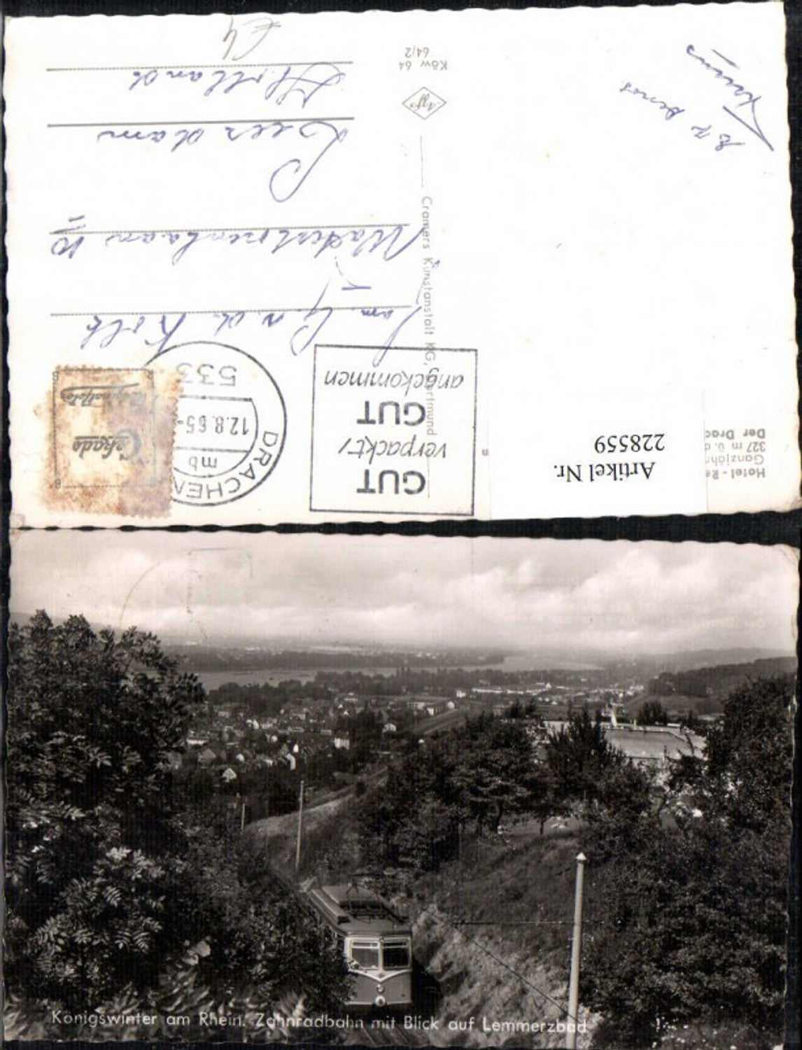 228559,Königswinter a. Rhein Zahnradbahn Bergbahn m. Blick auf Lemmerzbad