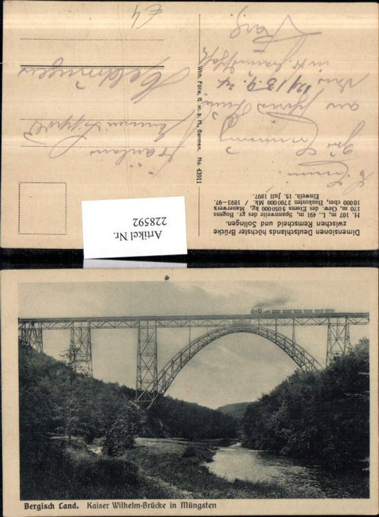 228592,Bergisch Land Kaiser Wilhelm-Brücke in Müngsten