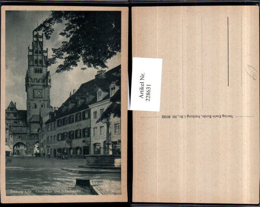 228631, Freiburg im Breisgau Oberlinden and Schwabentor Gate Fountain Gasthof zum Bären