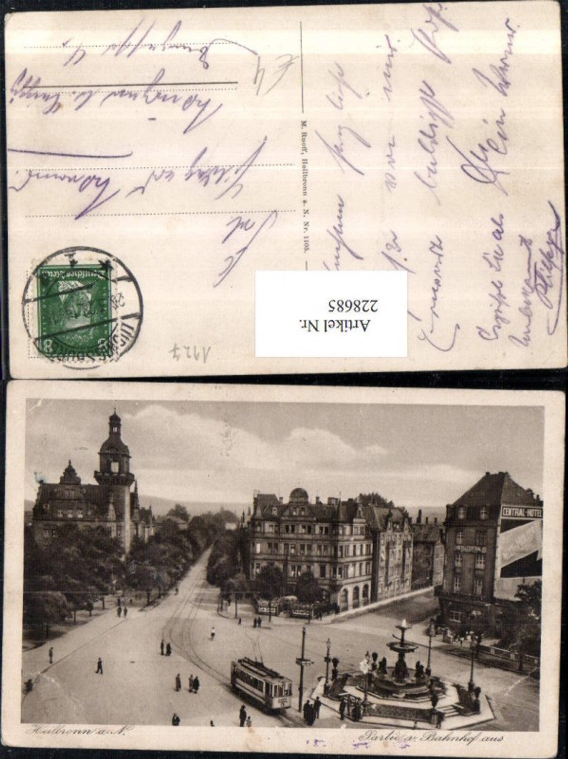 228685,Heilbronn a. Neckar Partie v. Bahnhof aus Straßenbahn Brunnen
