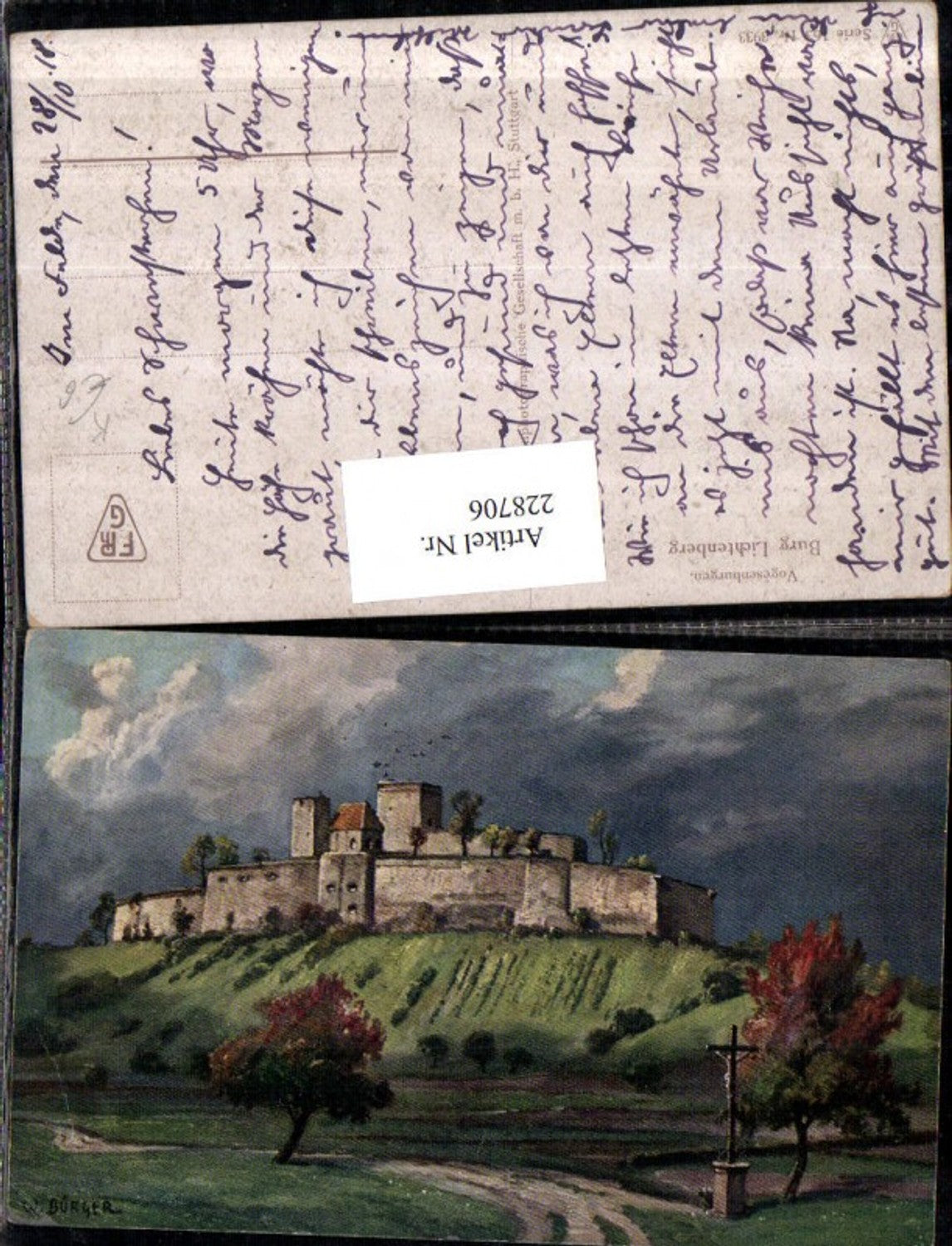 228706,Künstler AK W. Bürger Vogesenburgen Burg Lichtenberg