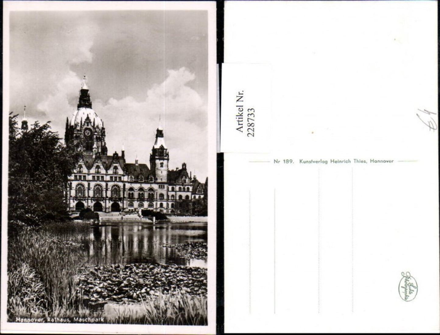 228733,Hannover Rathaus Maschpark Partie