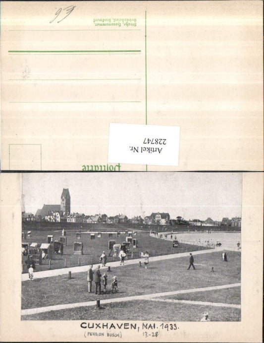 228747,Cuxhaven Strandkörbe Strandleben 1933