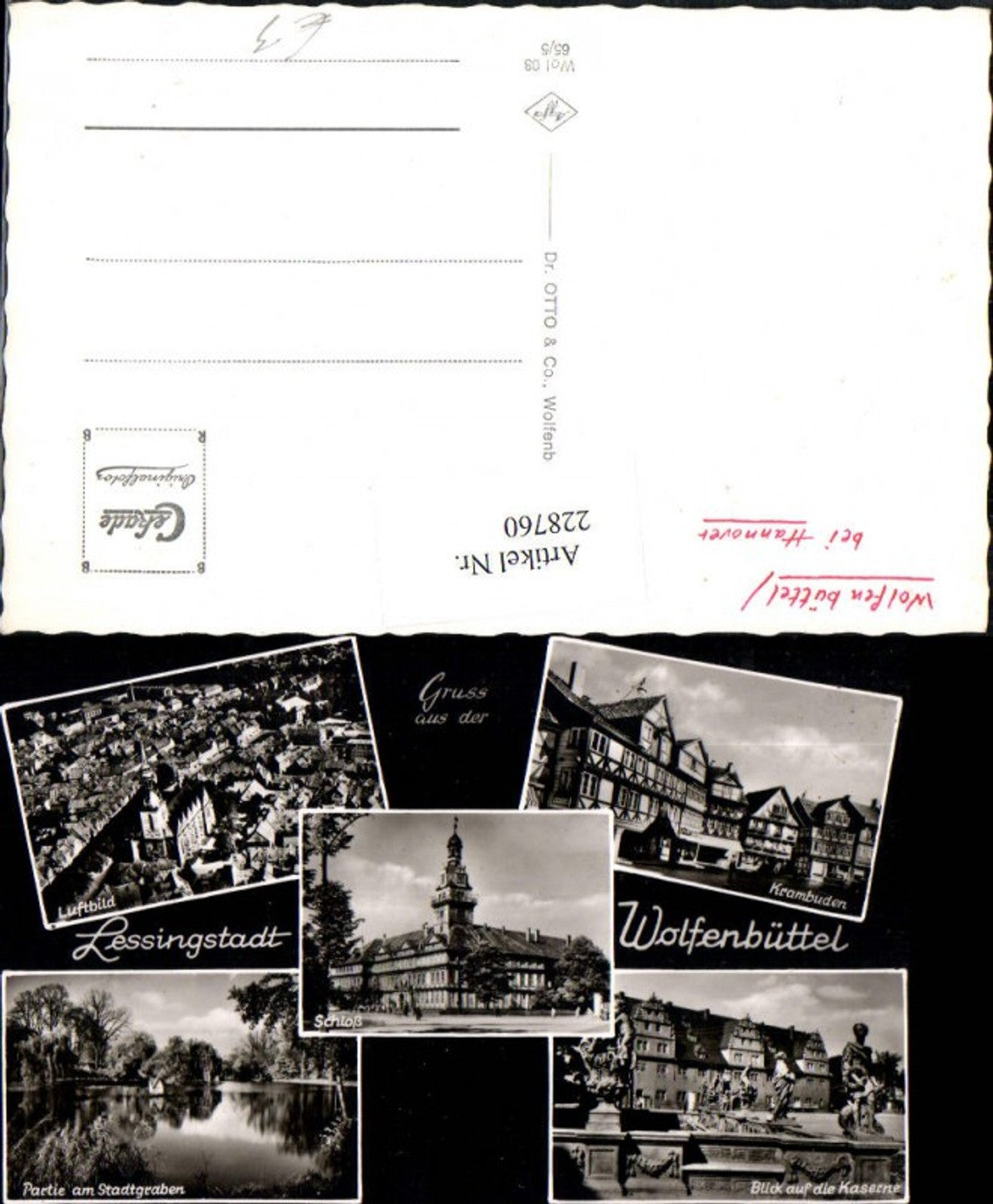 228760,Wolfenbüttel b. Hannover Totale Luftbild Krambuden Kaserne Stadtgraben Mehrbildkarte