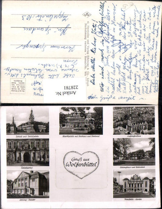 228781,Gruß aus Wolfenbüttel Leporello Schloss Lessing-Theater Trinitatis-Kirche Flugaufnahme Mehrbildkarte