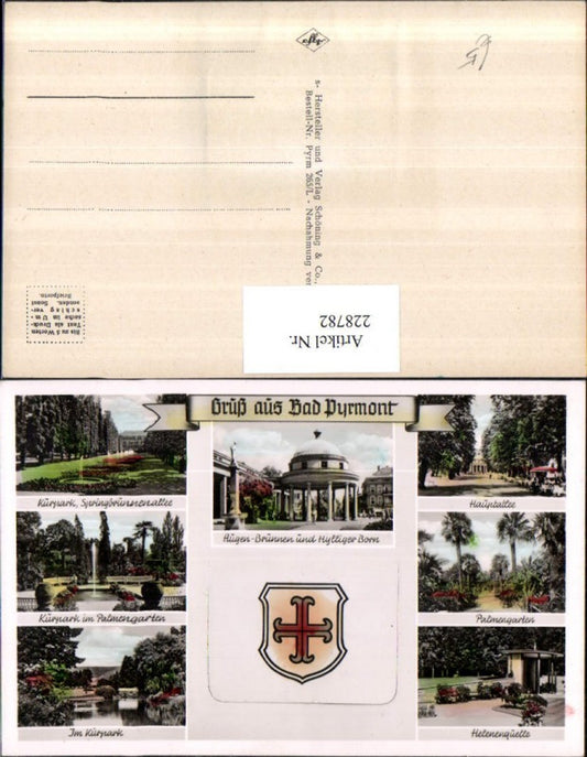 228782,Gruß aus Bad Pyrmont Leporello Augen-Brunnen u. Hylliger Born Kurpark Palmengarten Mehrbildkarte