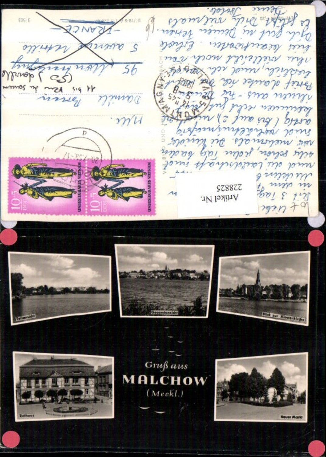 228825,Gruß aus Malchow Mecklenburg Totale Klosterkirche Neuer Markt Rathaus Brunnen Mehrbildkarte