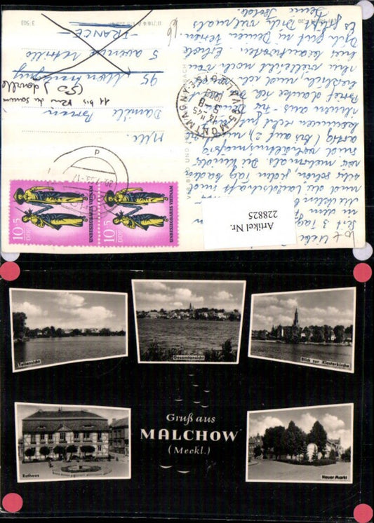 228825,Gruß aus Malchow Mecklenburg Totale Klosterkirche Neuer Markt Rathaus Brunnen Mehrbildkarte