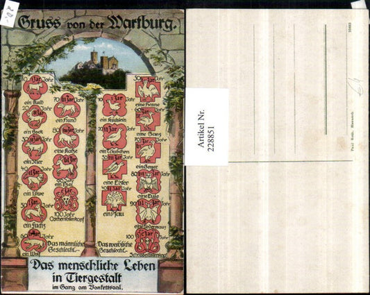 228851, Greetings from Wartburg near Eisenach. Human life in animal form in the corridor by the banquet hall.