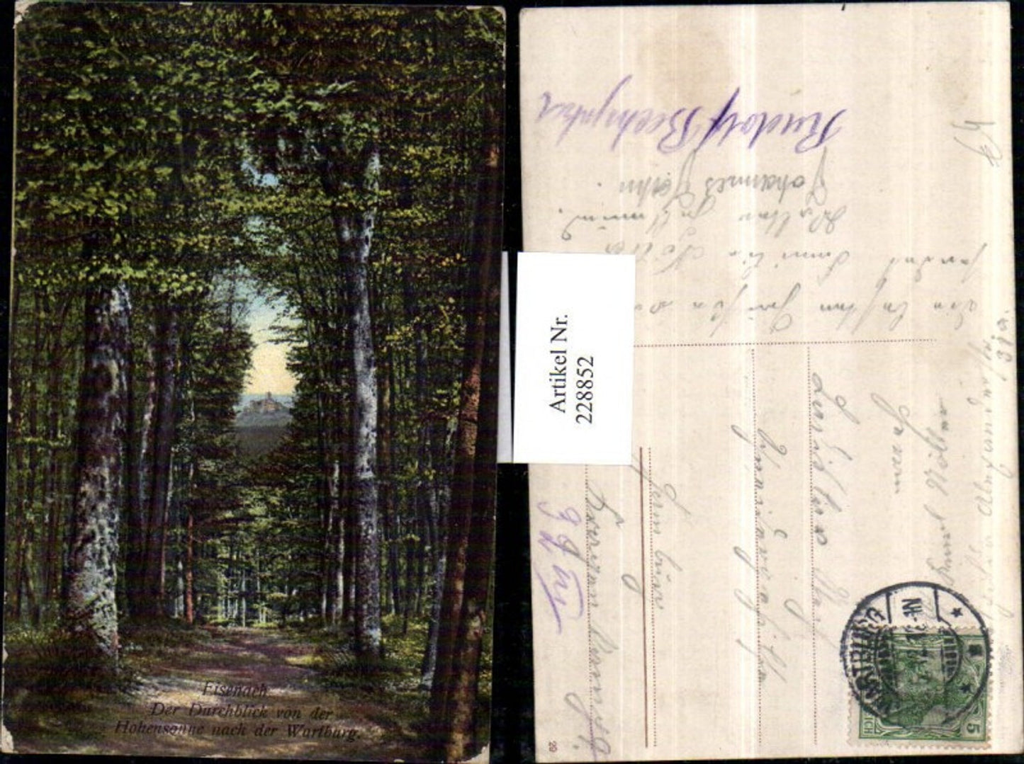 228852,Eisenach Der Durchblick v. d. Hohensonne nach d. Wartburg