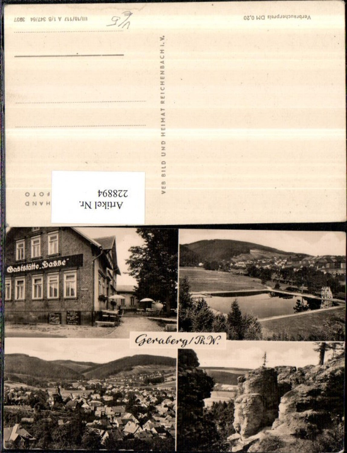 228894,Geraberg im Thüringer Wald Totale Gaststätte Hasse Schwimmbad Mehrbildkarte pub VEB 3937