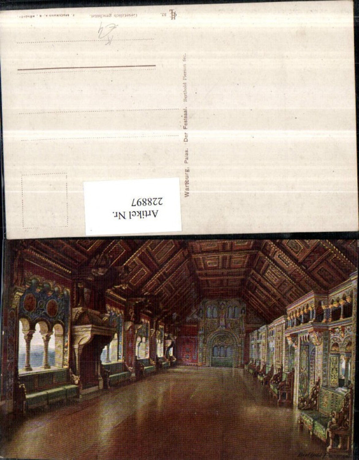 228897, Artist AK Berthold Pierson Wartburg near Eisenach The Ballroom