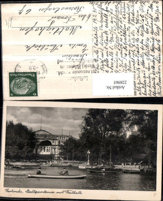 228965, Karlsruhe Stadtgartensee with festival hall, rowing boats