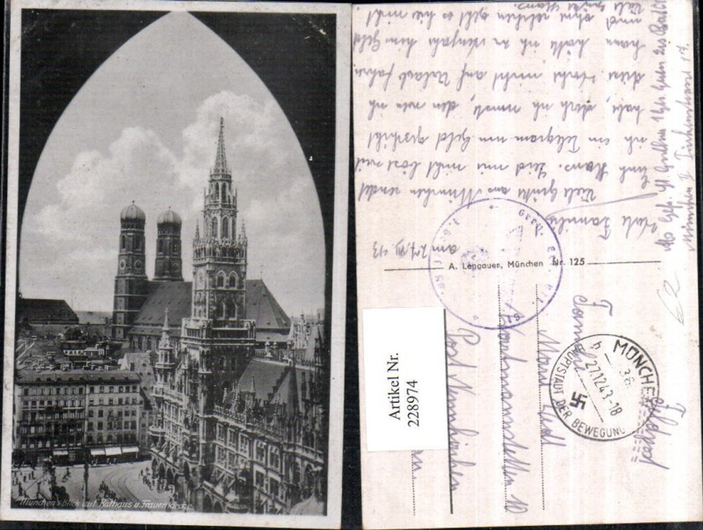 228974,München Blick auf Rathaus u. Frauenkirche Kirche