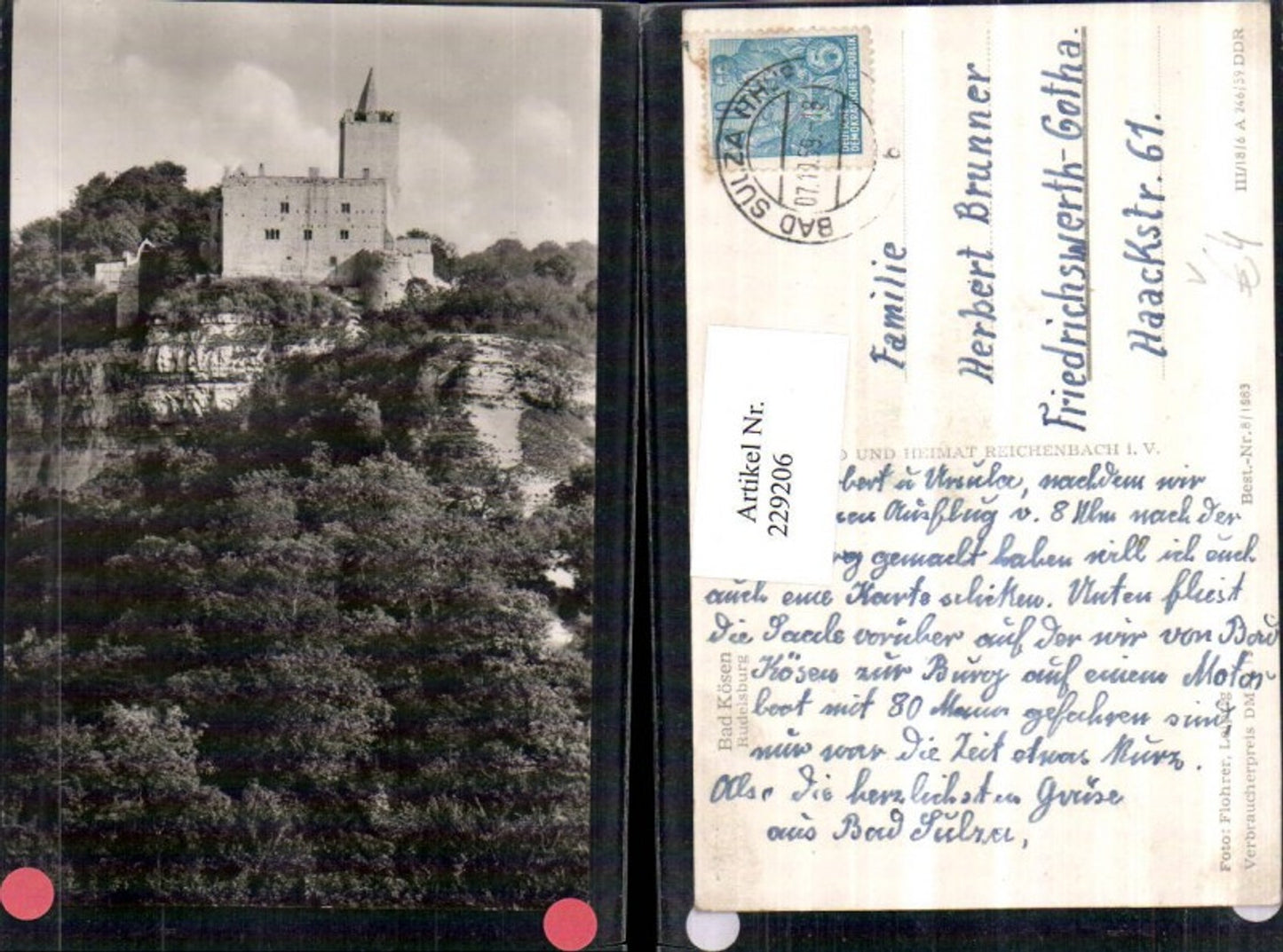 229206,Bad Kösen Rudelsburg Burg pub VEB Reichenbach 8/1883