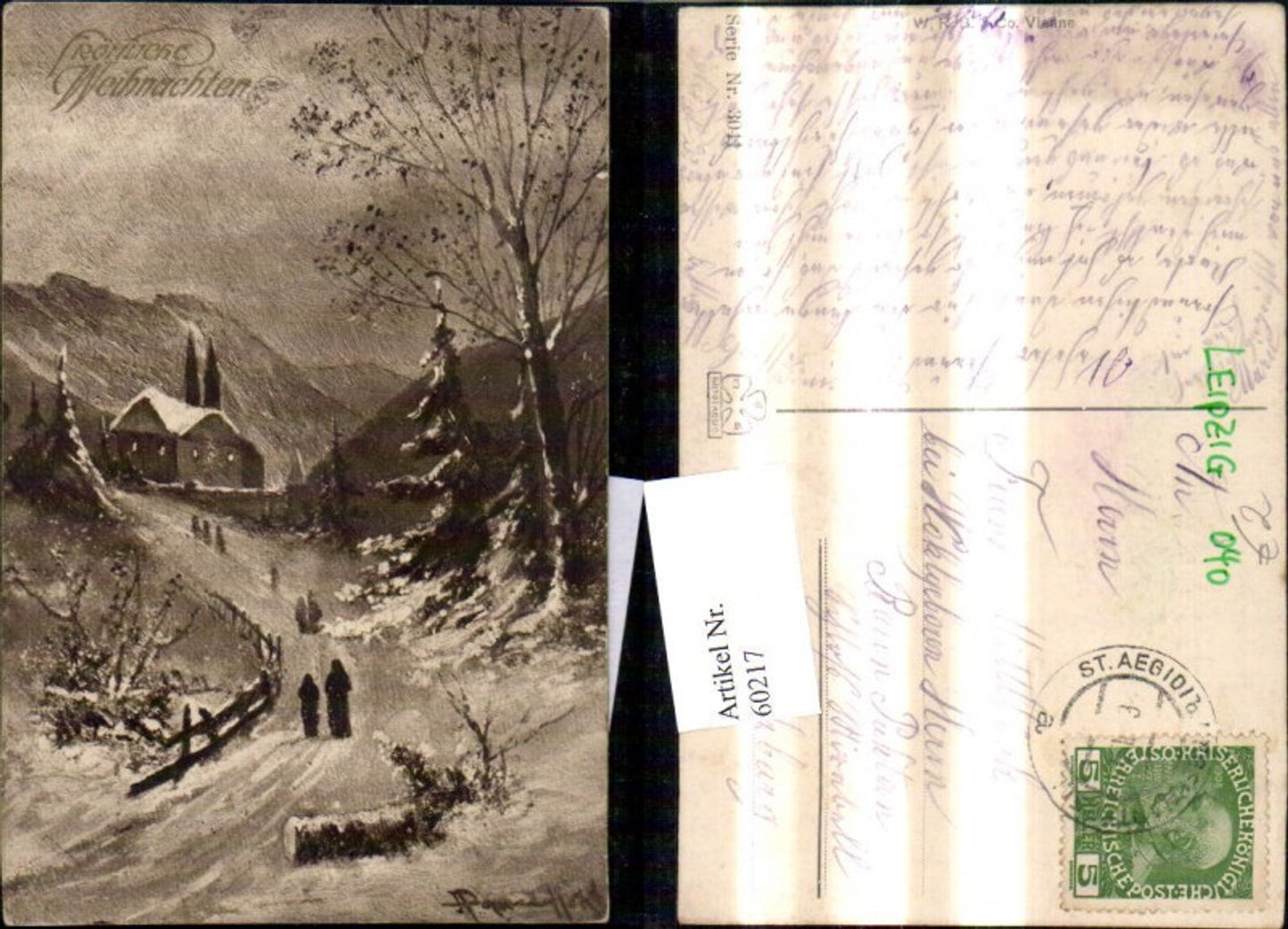 60217,Künstler Ak Weihnachten Winterdorf Strasse Personen